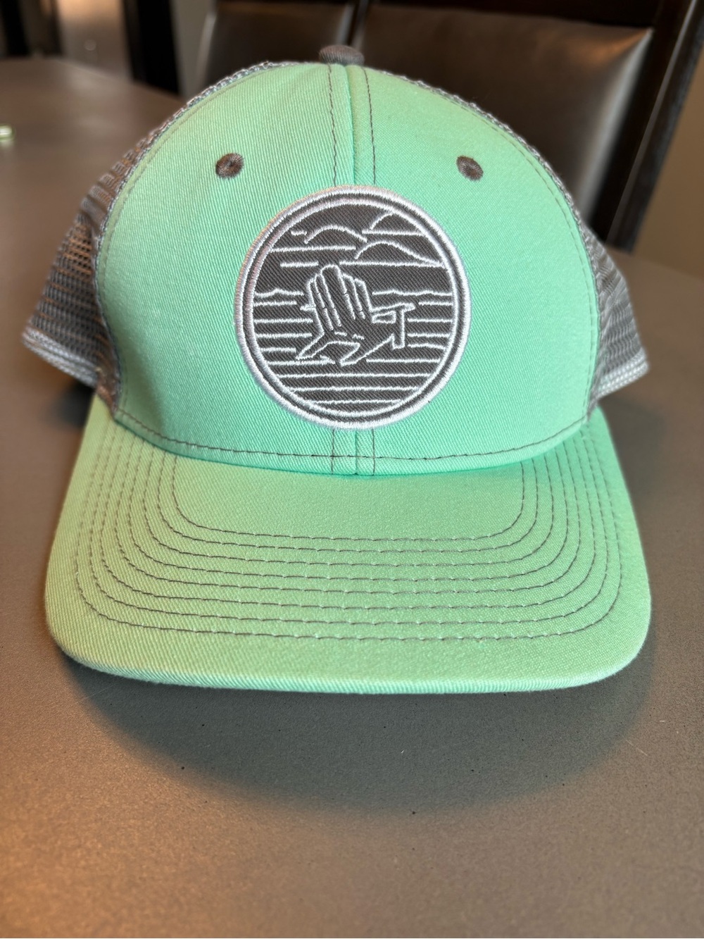 Women’s Mint Green Trucker Hat with Embroidered Beach Logo
